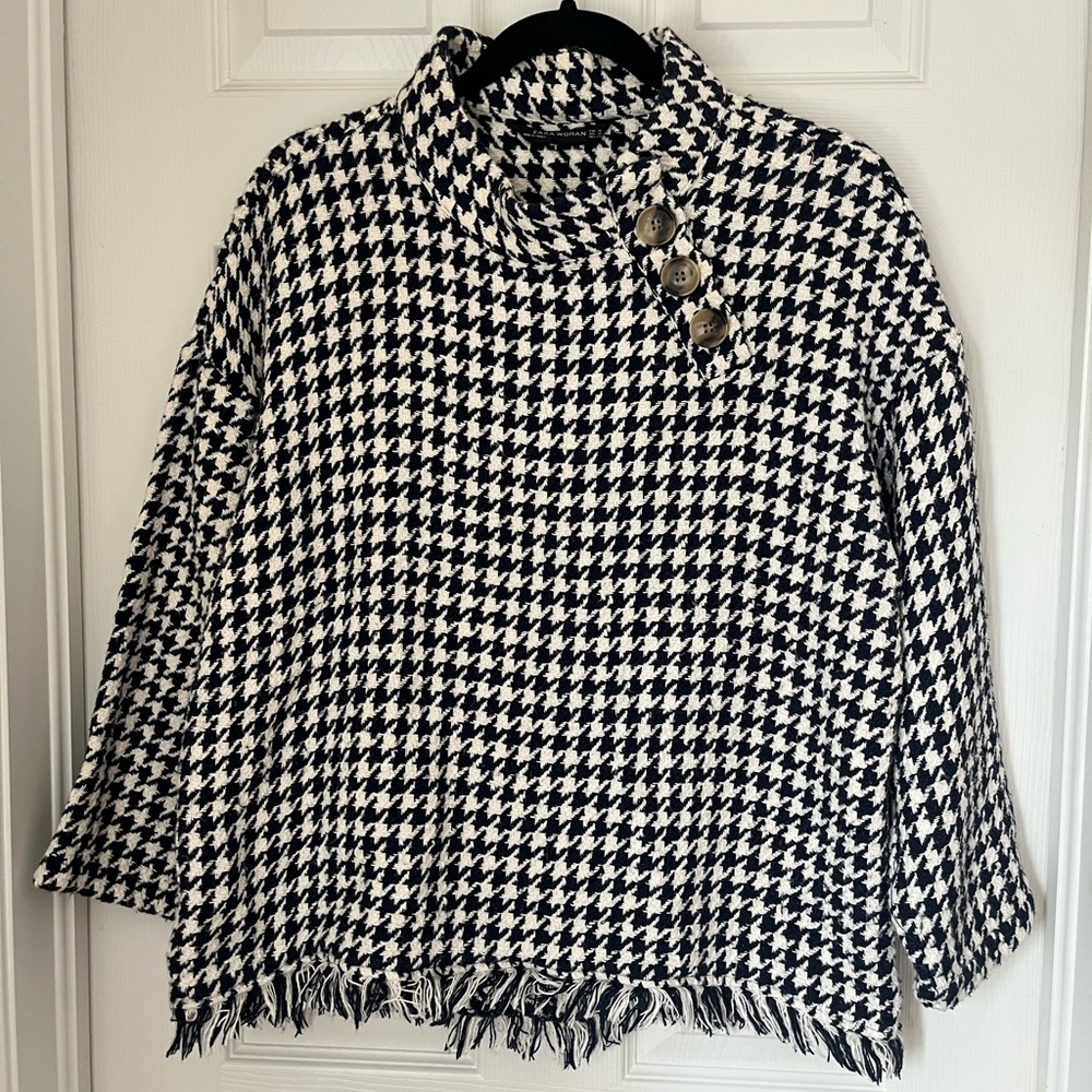 Zara Black and White Cowl Neck Sweater